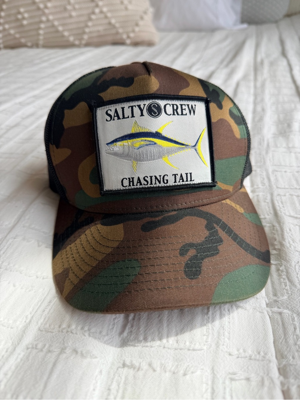 Salty Crew Chasing Tail Camo Tuna Trucker Hat Unisex